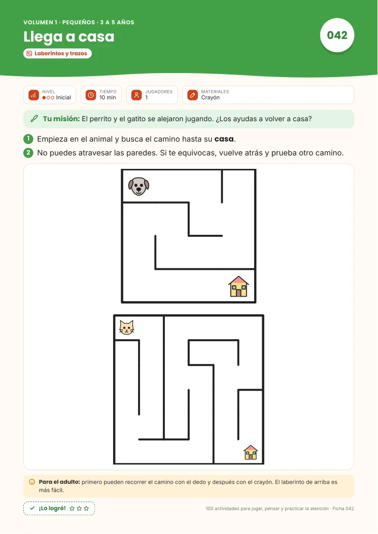 Actividad Llega a casa, volumen 1